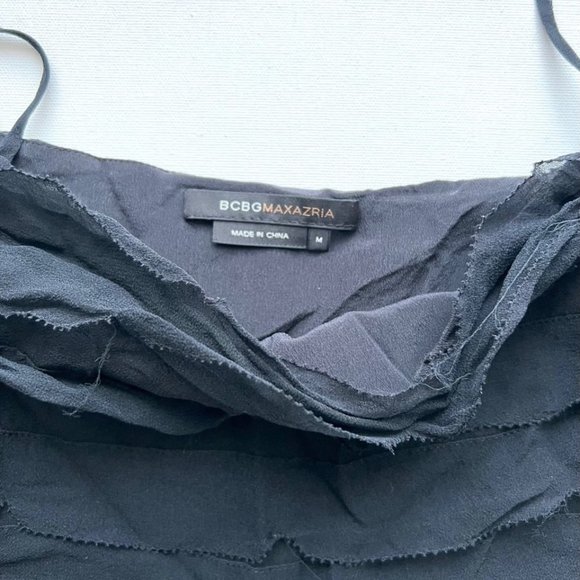 BCBG Tiered Crop  Ruffled Tank Black ( M ) - Picture 2 of 2